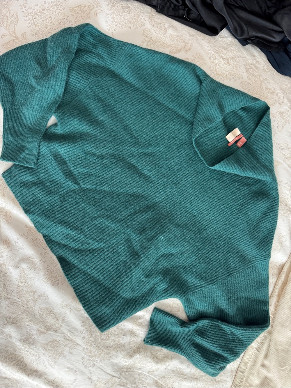 Pilcro Womens Teal Ribbed Mock Neck Sweater